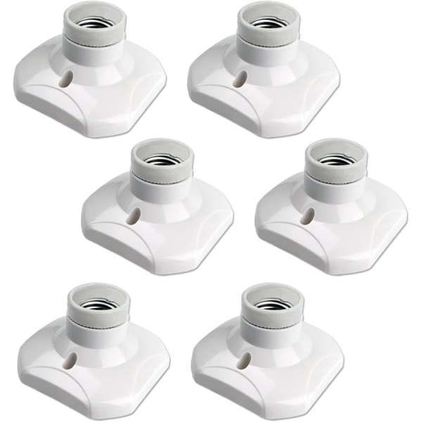 E27 skruvsockel för tak, E27 garageuttag, AC 220-240V, sockelhållare, vit plastlampfot, set om 6 6pc 6pc