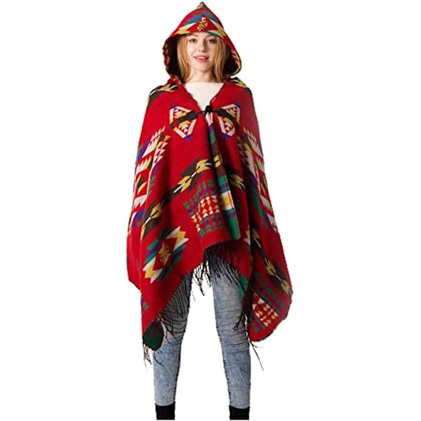 Damernas Mode Croissant-Knapp Bohemisk Frieze Cashmere Blended Huva