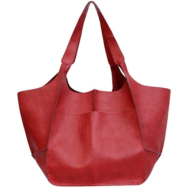 Stor väska, PU-läder axelväska, axelremsväska, plånbok, mjuk crossbody-väska, extra stor reseväska