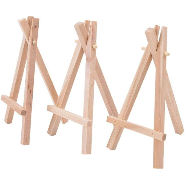 12 x Trä Mini Staffli Triangel Ram, Bröllop Bordskort Stativ Display Hållare, Barn Målning Hantverk Konstnärs Material