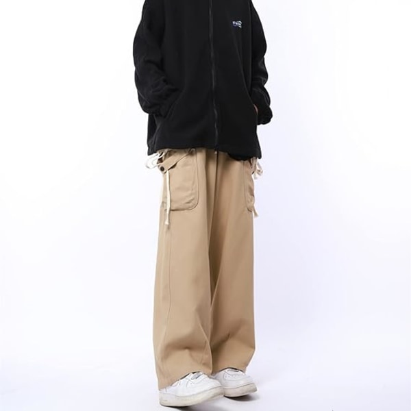 Khaki løse overalls til kvinder Vintage bukser med brede ben /XXL khaki XXL