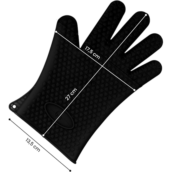 2 Silikonugnsvantar för kök, grillhandskar, set, par, grytunderlägg, ugnshandskar värmebeständiga svarta Black