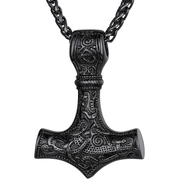 Thorin Vasara Kaulakoru, Ruostumaton Teräs Viikinki Kaulakoru, Pohjoismaiden Viikinki Kaulakoru, Thorin Vasara Ripus Negro