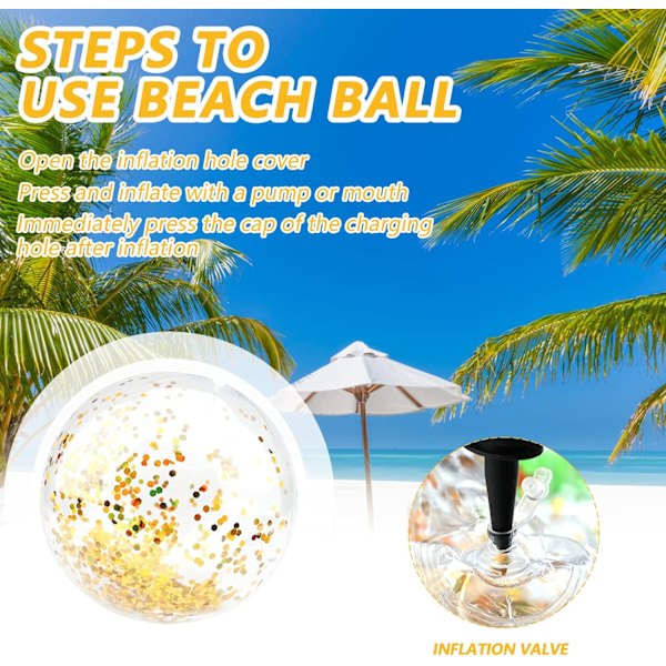Stk. Oppustelig Strandbold Glitter Strandbolde Konfetti Strandbolde Bulk Paillet Strandbolde.