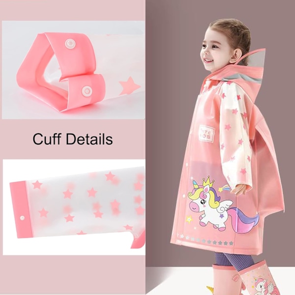 Barnregnrockar Regnponcho Flickor Pojkar Regnjacka Vattentät Poncho Småbarn Cartoon Regnkläder Återanvändbar med Bärbar Väska S-4XL Storlek Pink 4XL / 13-14 Years