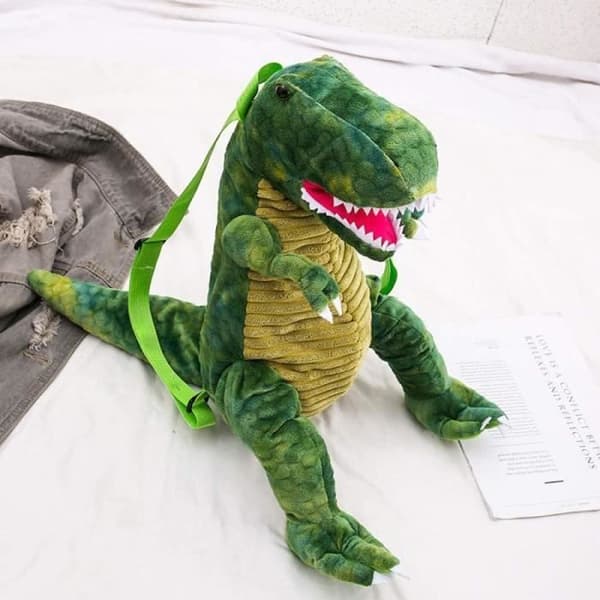 Reppu - Vihreä dinosaurus - 3D - Mukava pehmo - Suuri kapasiteetti