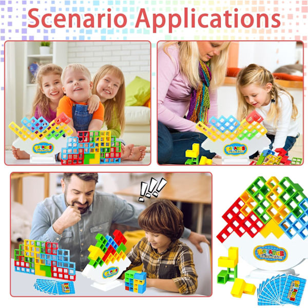 Balanseringsblokker, russiske byggeklosser, dekompresjonsbalanse byggeklosser, Tetris Tower Balance Building Toy, balanserende stablingsleker 16 pieces