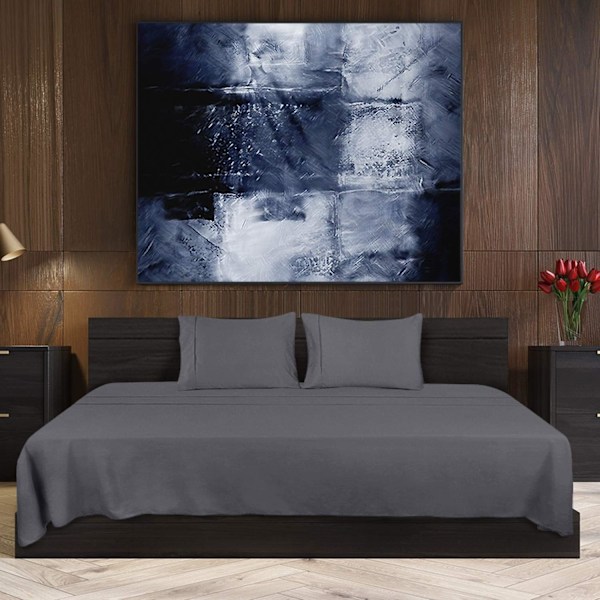 4-osainen vuodevaatesetti 150x200 - Harjattua mikrokuitupolyesteriä - Lakana, pussilakana ja 2 tyynyliinaa grey