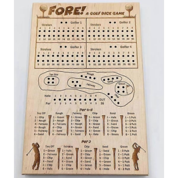 Forward! Golf Tärningsspel, Träbordsspel för Hem, Resor, Camping - 10:e Stegets Resultatbräda C