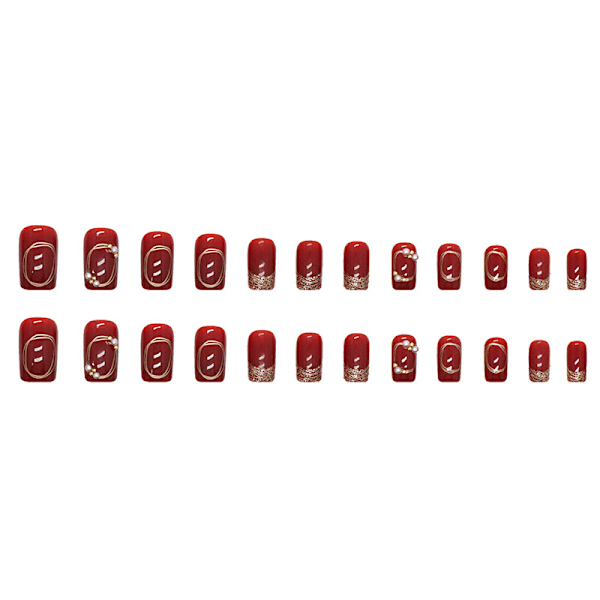 Burgundy shiny diamond New Year's red manicure shiny gold powder diamond wearable nails fake nails