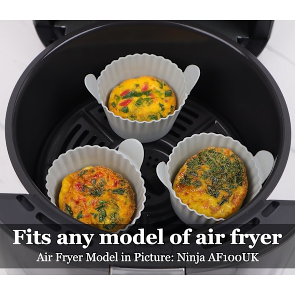 Ramekiner för Air Fryer, Äggformar för Air Fryer, Stora Muffinformar för Air Fryer (12-pack), Grå