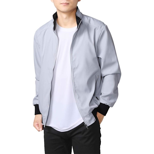 Herre Sommer Bomber Jakker Casual Lett Vindjakke Sportsjakke Cargo Yttertøy XL Light Grey