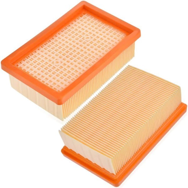 ®RisingFF 2-pack platta veckade filter för Kärcher WD4/WD5/WD6 /MV4/MV5/MV6/WD4P/WD5P/WD6P dammsugare ersättningsfilter