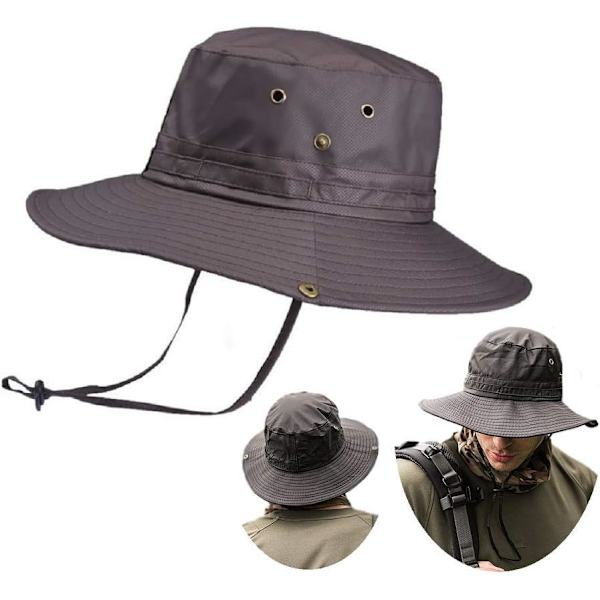 Superbreda solhattar för män, utomhus fiske hink hatt vattentät andningsbar mesh keps för vandring resor camping trädgårdsskötsel och båtliv Dark Gray One Size