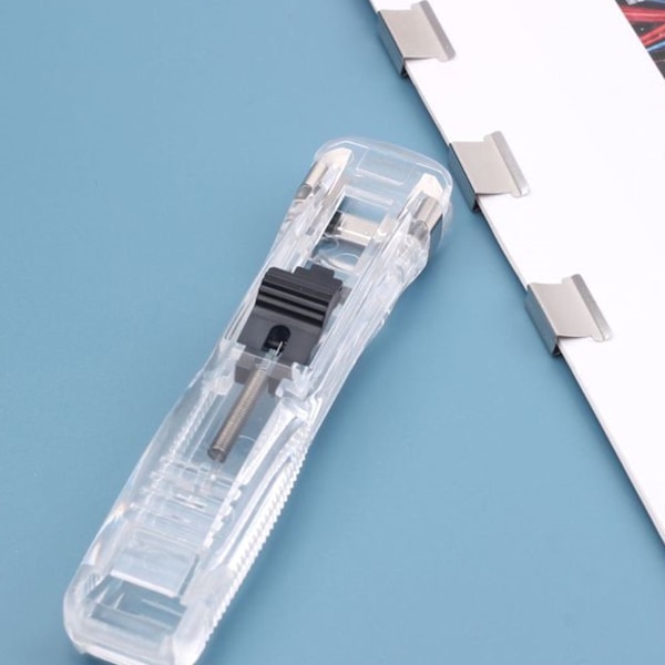 Clam Clip Dispensers Återvinningsbar Handhållen Pappersklämma Dispenser Push Stapler för Hem Skola Vit