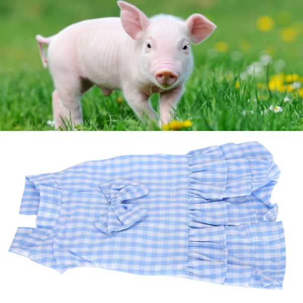 Blå Sommertøj til Hunde i Polyester, Ærmeløs T-shirt med Skørt og Sløjfe (XZD221 Bleu L)