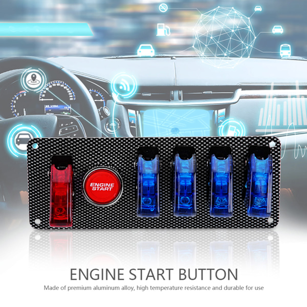 6-i-1 Racingbil Auto Tändningsbrytare Panel Motor Startknapp Kontroll Kit 12V