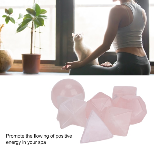 7 st Chakra Healing Crystals Geometriska Mönster Form Halvädelsten Dekorativ Positiv Energi Kristaller Ornament Rosa