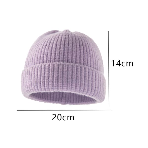 Varm stickad mössa för baby höst och vinter, barnmössa i akrylfiber med enfärgad design