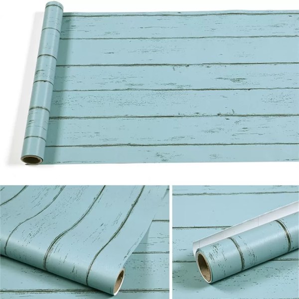 Vintage Träplanka Film för Heminredning, Shiplap Kontaktpapper med Realistisk Vit Trästruktur, Självhäftande Tapet för Snabb och Enkel Användning