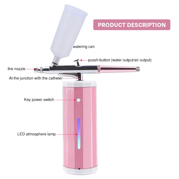 HY-1903 Airbrush Makeup Spray Håndholdt Husholdningsopladbar Airbrush Kit til Makeup 110-240VUS Stik