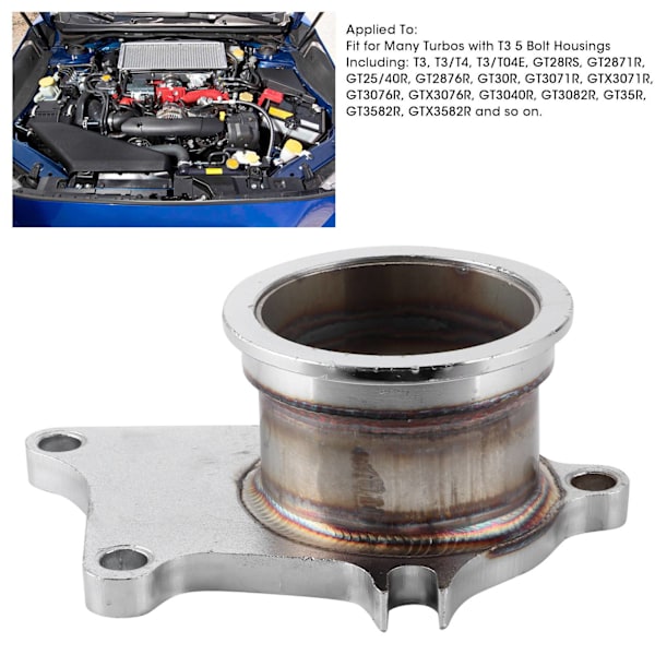 5-Bolts Turbo Downpipe Flens til 2,5 tommer V-Bånd Konverteringsadapter Rustfritt Stål Passer for T3/T4