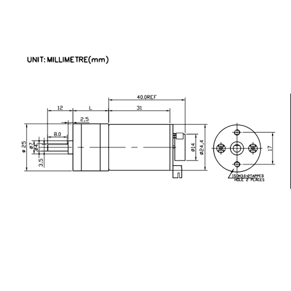 Växelmotor DC med hastighetskodare Borst DC-motorer Reducerare Koppar Rostfritt Stål GA25‑370DC12V 100RPM