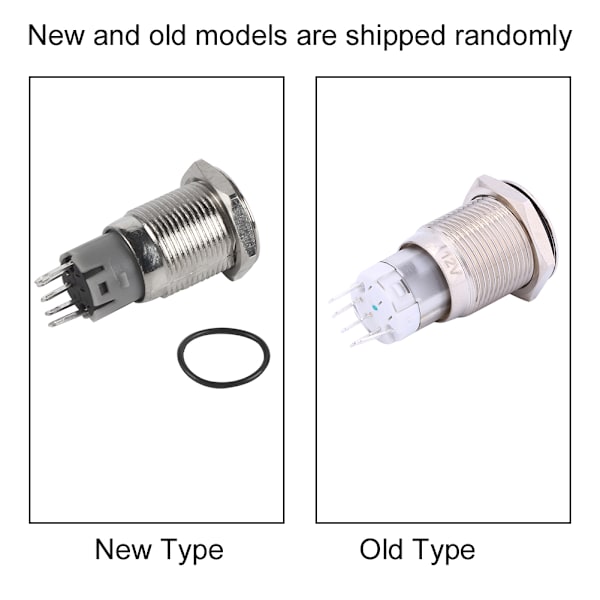 1 kpl 16mm 1NO 1NC Liitäntä 12V Metalli LED Vaihdin Lukittava Painonappi