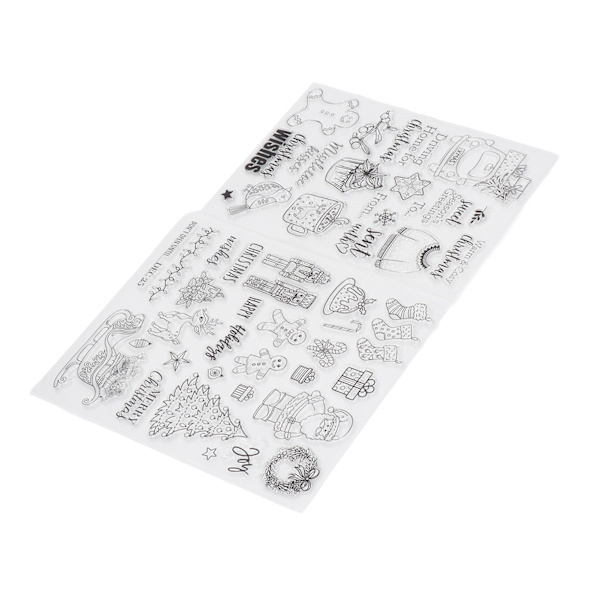 2 stk Klart Stempel Klart Avtrykk Stick Gjentatte Jul Mønster DIY Transparent Stempel for Håndverk Kort Dekorasjon