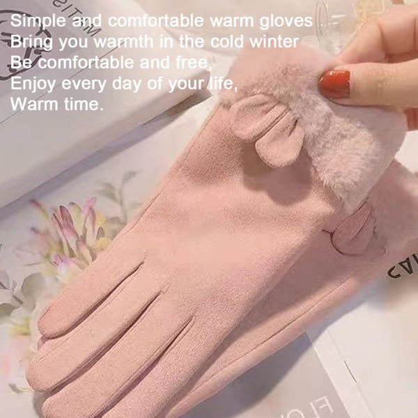 Vinterhandskar för kvinnor Kallt väder pekskärm texthandskar pink