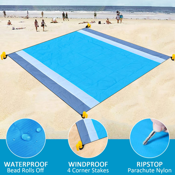 Strandtæppe picnic-tæppe 300 x 270 cm strandmåtte sandfri