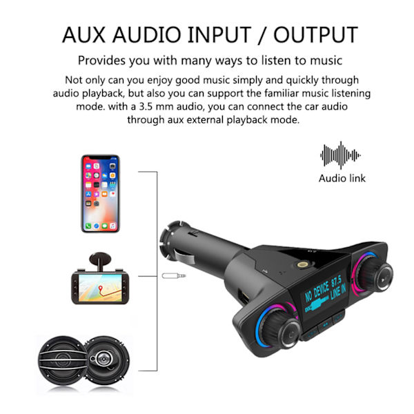 Dobbelt Hoved Bluetooth FM Sendemodul Bilradio Adapter MP3 Afspiller