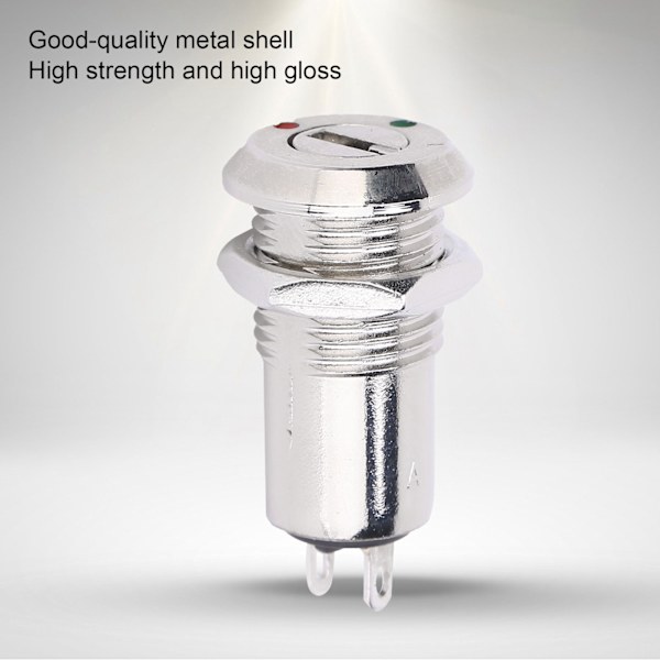 10 stk. Nøgleafbryder Tønde Metal ON/OFF Strømlås Rustfrit Stål med Nøglemøtrik 12mm AC DC220V (Dobbelt Træk)