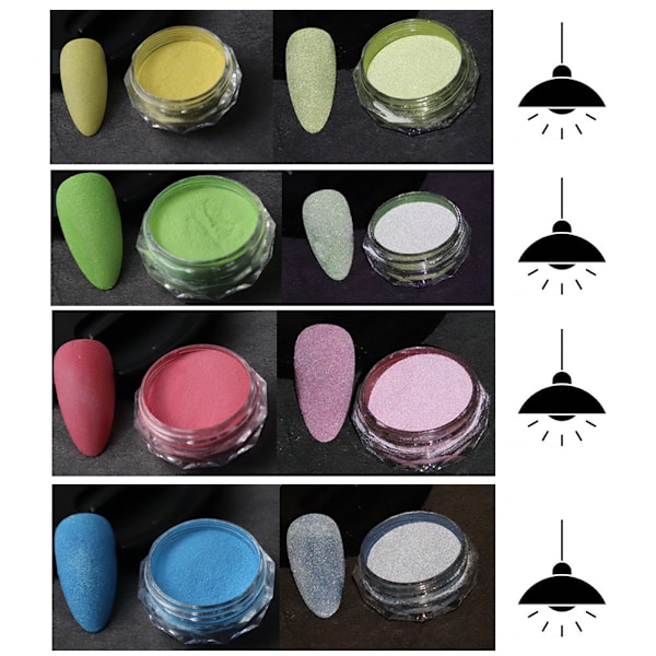 5 st Nail Art Reflekterande Pulver Trendigt DIY Nageldekorations Pulver Manikyr Verktyg