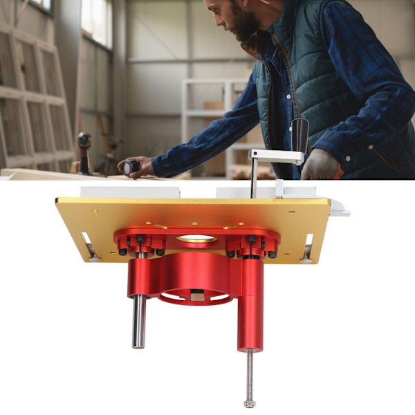 Routerlyft System Elektrisk Fräsbord Insats Platta Lyftbas Kit för Träbearbetning Fasning Trimming Guld