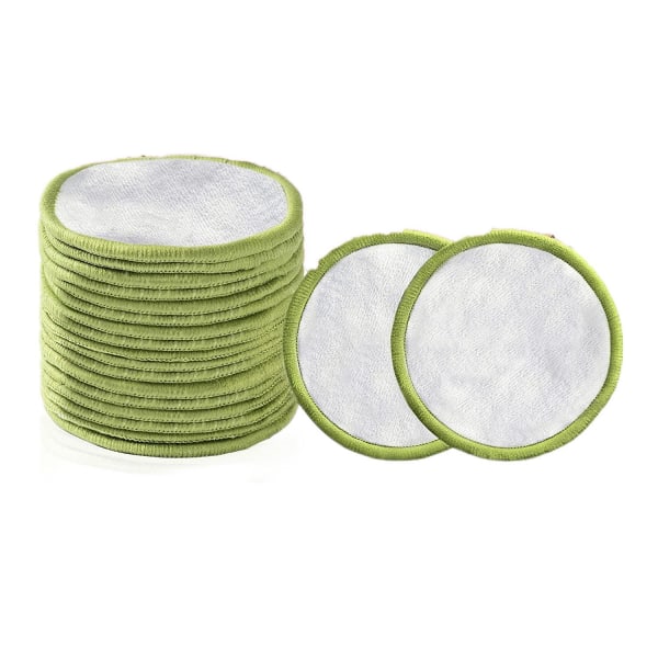 Genanvendelige makeupfjernerpuder (20 stk.) med en vaskbar vaskepose og rund boks til opbevaring | Genanvendelige bambus bomuld runder til alle hudtyper |