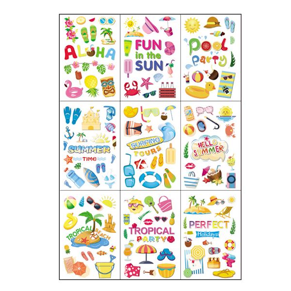 Livfulla Sommar Stickers, Vattentäta Och Avtagbara För Flera Användningar