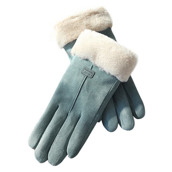 Varma vinterhandskar pekskärm mode vindtäta handskar för flickor Gray blue