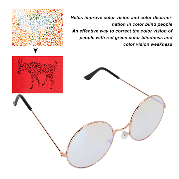 Färgblindhetsglasögon Full Frame Förbättra Synen Unisex Korrigerande Syn Röd Grön Färgblindhet Glasögon för Konst Design Guld
