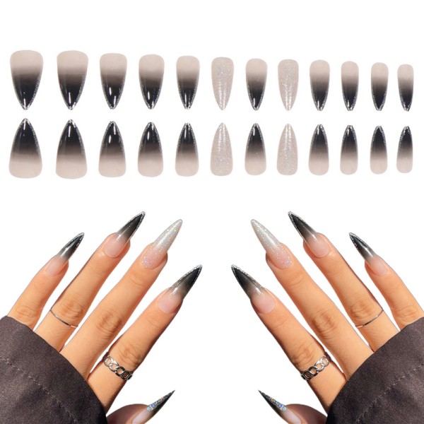 Falsk nagelspets Galvanisering med halofärgad gradient med lång nagel