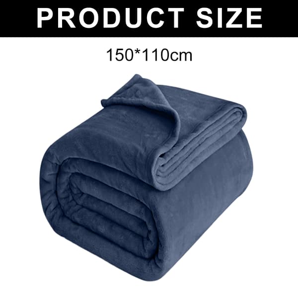 Plys Solid Fleece Tæppe, Marineblå, 127 cm x 152 cm