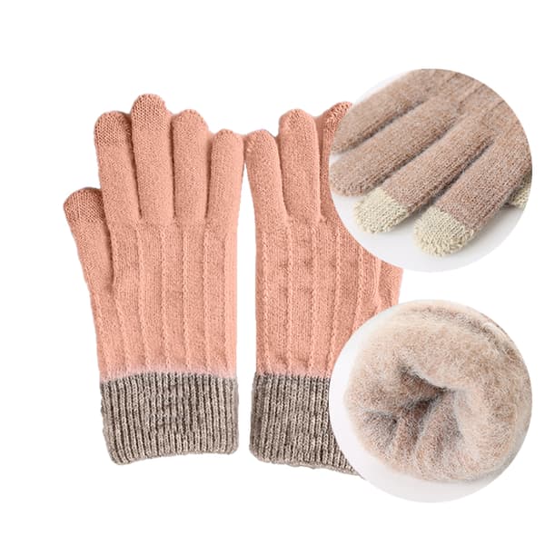 Vinter Touchscreen Stretch Termiska Magiska Handskar Varma Ullstickade Tjocka Fleecefodrade pink
