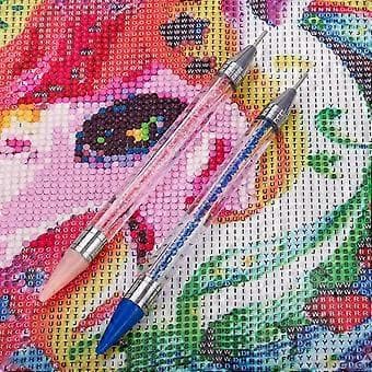 2 stk. Diamant Kunst Pen Sæt til 5D DIY Gem Maleri Voks Opsamlingsværktøj