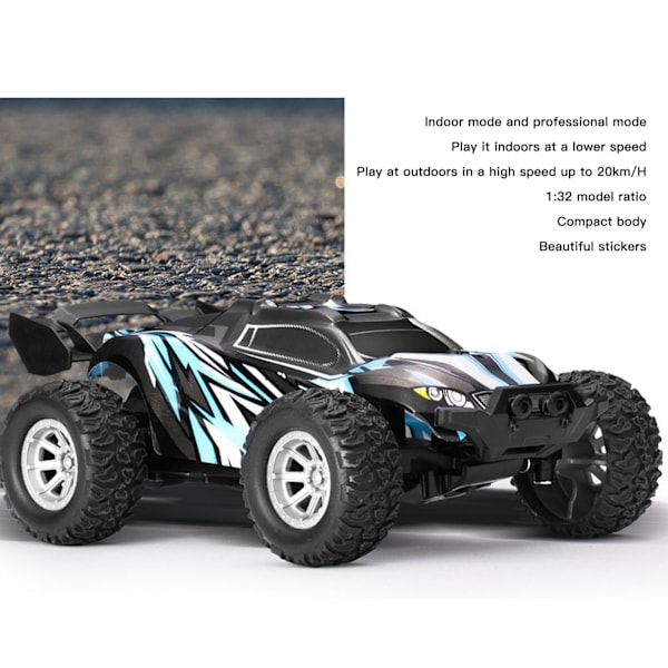2,4 GHz 1:32 mittakaavan kaukosäädöllä toimiva auto, korkea nopeus, 2 tilaa, RC-kilpa-autolelu tienesteillä