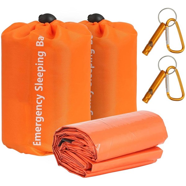 Emergency Survival Sovepose 2 stk Lett termisk bivuakkpose Vanntett Lett sovepose for utendørsaktiviteter F.eks. Camping,