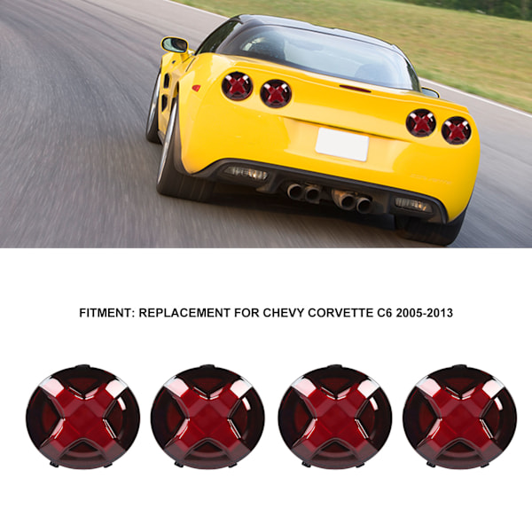 4 stk. Mørkerøde LED Baglygter Baglygte Udskiftning til Chevy Corvette C6 2005 til 2013