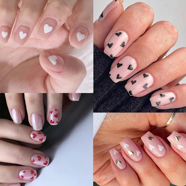Hjärta Nagelstickers, Självhäftande Alla Hjärtans Dag Nagelkonst För Dekorativa Stickers Och Permanent Lim, Lätt Att Använda På Ett Brett Utbud Av Naglar