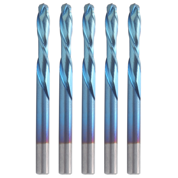 5 st Fräsverktyg 2-skärig Wolframstålnano-blå beläggning CNC-verktyg 3.175x15x45mm