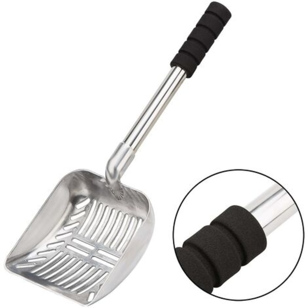 Cat litter scoop with deep scoop and detachable long handle...