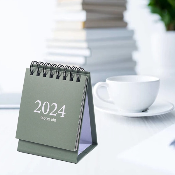 2024 Mini Kalender Dubbel Spiral Kalender Skrivbordskalender Daglig Planerare för Hem och Kontor Planering 105x75mm Ljusgrön